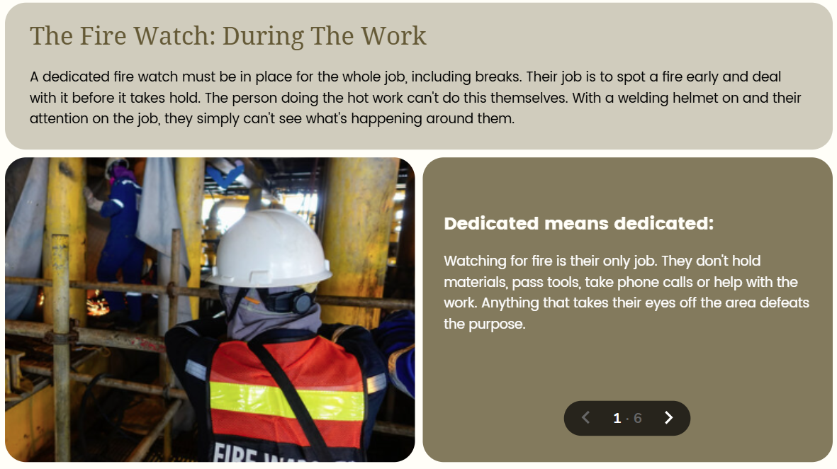 Hot Works training: hot work permit and fire risk control